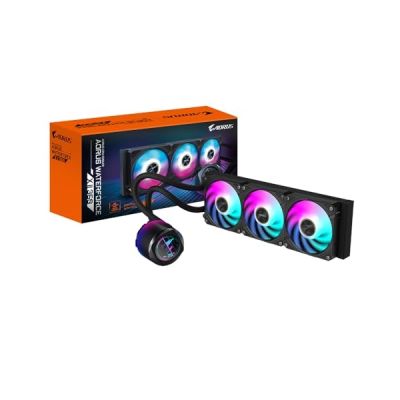 image GIGABYTE AORUS WATERFORCE X II 360 Refroidisseur Liquide pour processeur AIO - 3X Ventilateurs ARGB de 120 mm, écran LCD en Couleur, Daisy-Chain, Compatible avec Intel LGA 1851 et AMD AM5