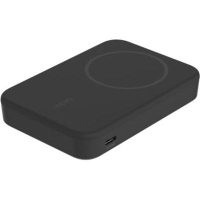 image Belkin BoostCharge Pro Batterie Externe sans Fil 8 000 mAh avec Qi2 (Chargeur Portable Compatible MagSafe, Support intégré, pour iPhone 16, 16 Plus, 16 Pro, 16 Pro Max, iPhone 15, etc., Noire)