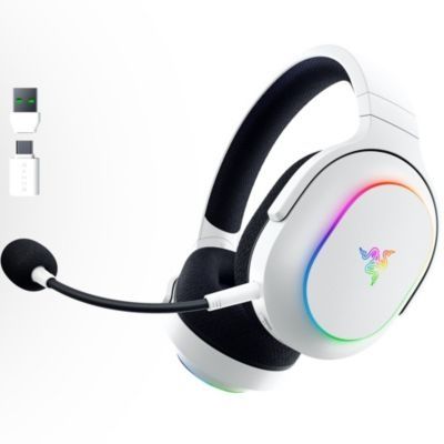 image Razer Barracuda X Chroma - Casque de Jeu multiplateforme sans Fil avec 6 Zones Chroma RGB (SmartSwitch Hyperspeed & Bluetooth, 40mm Drivers, Micro cardioïde HyperClear détachable) Blanc