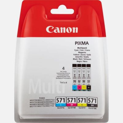 image Canon CLI-571 Cartouche C/M/Y/BK Multipack Cyan, Magenta, Jaune, Noire (Multipack plastique)