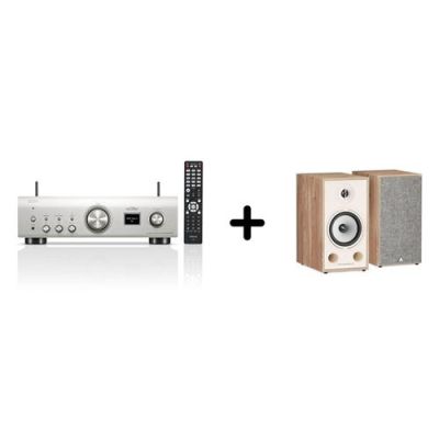 Pack amplificateur Denon PMA-900HNE Argent avec paire d’enceintes Triangle Borea BR03 Chêne clair