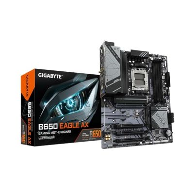 image GIGABYTE B650 Eagle AX Carte mère - AMD Ryzen série 9000, VRM 12+2+2 Phases, jusqu'à 7600 MHz DDR5 (OC), 1xPCIe 5.0 + 2xPCIe 4.0 M.2, LAN GbE, WiFi 6E, USB 3.2 Gen 2