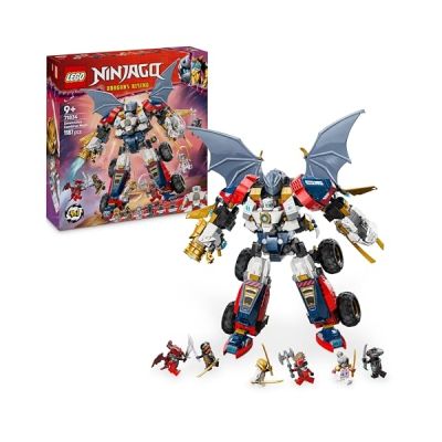 image LEGO Ninjago Le Robot Ultra Combo de Zane - Jeu de Construction 4-en-1 avec Voiture, Avion, Dragon et 6 minifigurines - Idée Cadeau pour garçons et Filles dès 9 Ans Amateurs de la série TV 71834