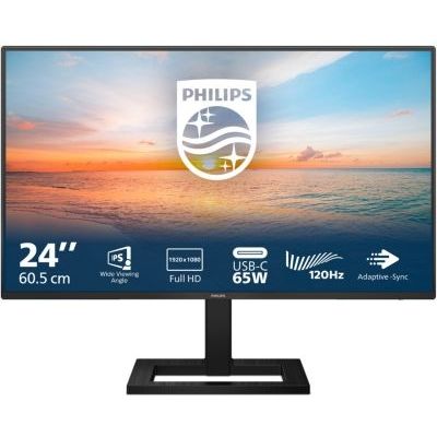 image Philips 24E1N1300AE - Moniteur FHD 234 Pouces, 100 Hz, IPS, 1ms, Alimentation USB-C, Hauteur réglable, Haut-parleurs, Mode LowBlue (1920 x 1080, 250 CD/m², HDMI 1.4 / USB-C) Noir