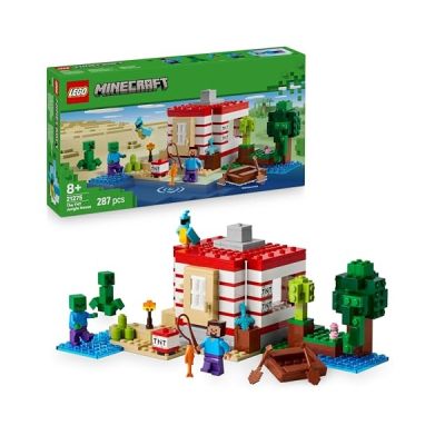 LEGO Minecraft La Maison en TNT de la Jungle - Jouet Interactif avec Maquette de Bateau, Figurines de Steve, d'un Creeper & Zombie - Fonction TNT - Cadeau pour Gamer, Fille ou Garçon dès 8 Ans 21275
