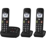 image produit Panasonic KX-TGU133EXB Téléphone Numérique sans Fil avec Répondeur, Unité de Base et 3 Combinés, Écran LCD, Grosses Touches, Appel Favori, Compatible avec Les Appareils Auditifs, Noir
