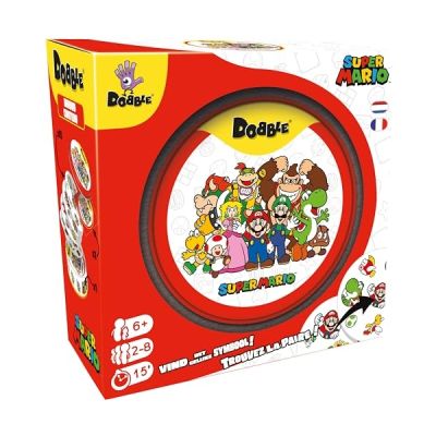 Asmodee - DOBBLE : Super Mario - Jeu de Société - Rapidité & d'Observation | Jeu de Cartes Familial - Jeu Enfants dès 6 Ans - Boite Métal idéal pour les voyages - 15 Min - 2 à 8 Joueurs