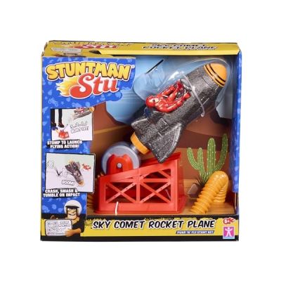 image BANDAI - Stuntman Stu - Fusée - Jouet pour réaliser des Cascades - Figurine Cascadeur Inclus - Jeu de Crash avec véhicule et Accessoires - Jouet Enfant 4 Ans et + - COSS8199