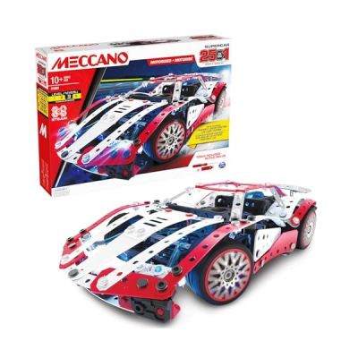 image Bandai - Meccano Supercar 25 en 1 - Coffret de Construction 25 Modèles - 347 pièces dont moteur 6 volts, LED, outils, notice - Kit Activité assemblage Supervoiture - Jouet Enfant 10 ans et + -APM20105