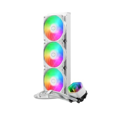 Cooler Master MasterLiquid 360 Core II CPU Watercooler - Refroidisseur AIO 360mm (Max. 280W TDP), Pompe GR9 à Double Chambre, ventilateurs ARGB Gen 2 améliorés, Montage rapide kits AMD & Intel - Blanc