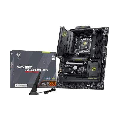 MSI MAG B850 Tomahawk WiFi Carte mère ATX, AM5 | Pour AMD Ryzen 9000/8000/7000, VRM 80A SPS, DDR5 Memory Boost 8200+MT/s (OC), PCIe 5.0 x16, M.2 Gen5, Wi-Fi 7, 5G LAN