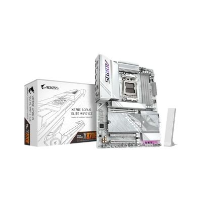 GIGABYTE X870E AORUS Elite WIFI7 Ice Carte mère - Prend en Charge Les processeurs AMD Ryzen 9000, VRM numérique 16+2+2 Phases, jusqu'à 8200 MHz DDR5 (O.C.), 3X PCIe 5.0 + 1x PCIe 4.0, Wi-FI 7
