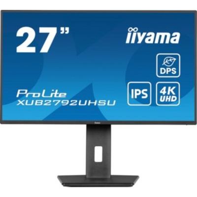 image Ecran iiyama Prolite XUB2792UHSU-B6, 27" Ulltra Mince, Dalle IPS, 3840x2160, 4ms, 350cd/m², 1300:1,HDMI, DP, USB-C, USB (3x3.2), Haut-parleurs, réglable en Hauteur + Pivot, TCO