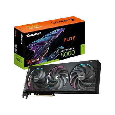 image Gigabyte AORUS GeForce RTX 5060 Elite 8G Carte Graphique - 8GB GDDR7, 128bit, PCI-E 5.0, 2722 MHz Fréquence du cœur, 3 x DisplayPort, 1 x HDMI, GV-N5060AORUS E-8GD