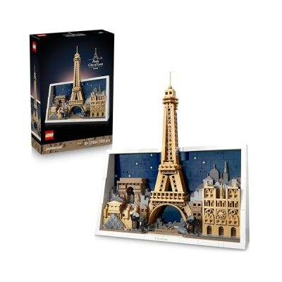 image LEGO Architecture Paris, Ville de l’Amour - Maquette Miniature DIY pour Adulte - Décoration Intérieure - Panneau Mural 3D avec Monuments Parisiens Emblématiques Dont Tour Eiffel - Idée Cadeau 21064