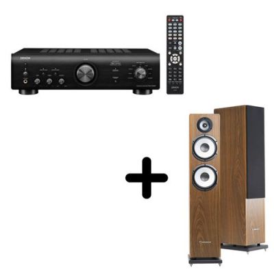 Un ampli Denon PMA-600NE Noir + une paire d'enceintes colonne Cabasse Jersey MT32/2 Edition spéciale Noir brossé