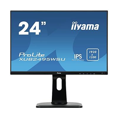 iiyama ProLite XUB2495WSU-B1 Écran PC LED 24,5" IPS 5 ms 1920x1200 VGA/DP/HDMI Pied réglable en hauteur Multimédia Châssis Slim Noir