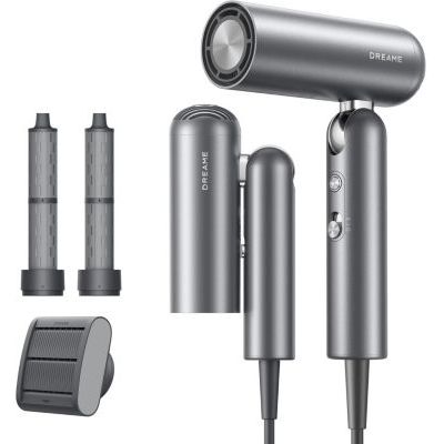 image DREAME Pocket Neo Sèche-cheveux Grande Vitesse, 3 Formes pliables, poids léger de 300g, Moteur de 110 000 tr/min, 300 Millions d'ions Négatifs, Température Constante de 57 °C, Séchage en 40s, Gris