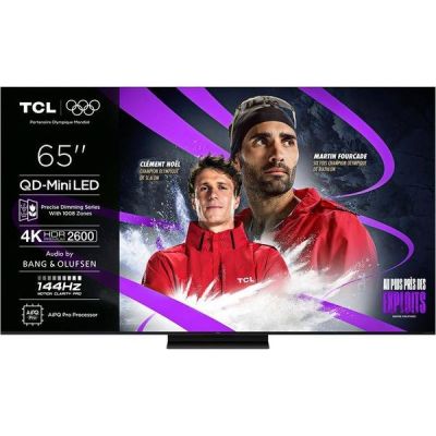 image TCL Téléviseur 65Q7C 65 Pouces QD-Mini LED, 4K HDR Premium 2600, Smart TV optimisé par Google TV (Dolby Vision IQ et Atmos, Dalle CrystGlow HVA, Audio Bang & Olufsen, Motion Clarity Pro 144 Hz)
