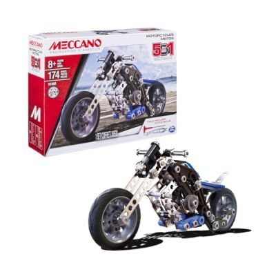 image Bandai - Meccano Moto 5 en 1 - Coffret de Construction 5 Modèles - 174 pièces, 2 outils, notice - Kit Activité assemblage moto - Jouet Enfant 8 ans et + - Idée Cadeau ado et collectionneurs - APM20103