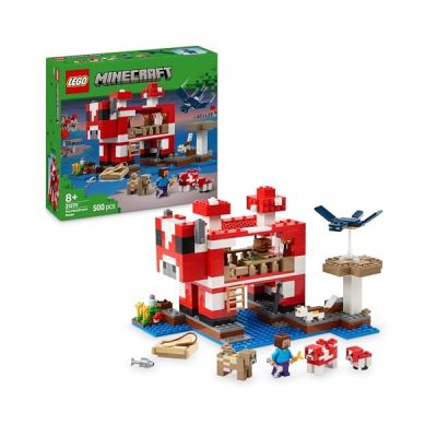 image LEGO Minecraft La Maison des Champimeuhs - Jouet de Construction avec Figurine de Steve, Mobs, Table de Fabrication & Ferme - Cadeau pour Gamer, Fille ou Garçon dès 8 Ans 21270