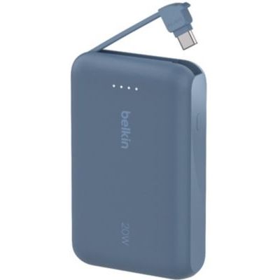 image Belkin BoostCharge Batterie Externe 10 000 mAh Portable avec câble intégré (PD 20 W, Recharge Rapide USB-C Power Delivery, pour Tous Les modèles de l'iPhone 16/15, iPad Pro, Galaxy S24, etc.)