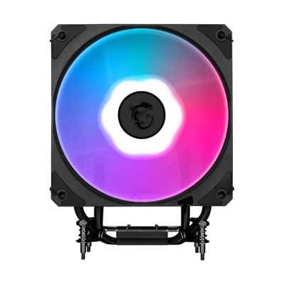 image MSI MAG COREFROZR AA13 Ventirad pour processeur - Quatre caloducs en cuivre de 6 mm à contact direct, ARGB, CycloBlade 7, pâte thermique pré-appliquée, ventilateurs à roulement à billes.