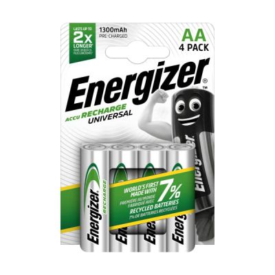 image Energizer Piles Rechargeables AA, Recharge Universal, Lot de 4 E301376000 Chrome