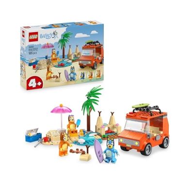LEGO Bluey: Bluey's Beach & Family Car Trip Toy with 3 Minifigures INCL. Bingo & Chilli, Plus 2 Surfboards, a Sand Castle & Fun Accessories - Birthday Gift for 4+ Year Old Girls & Boys - 11202