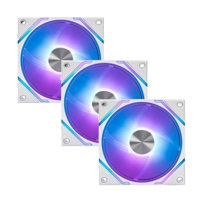 MSI EZ120 ARGB WHITE-3W - Pack de 3 ventilateurs ARGB blancs de 120 mm, palier hydrodynamique, compatible Mystic Light et Cooling Wizard, connecteurs magnétiques brevetés et hub de contrôle inclus