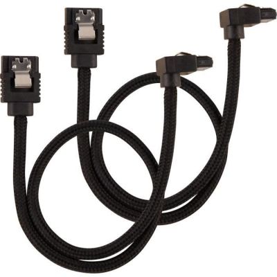 image Câble SATA gainé CORSAIR Premium - SATA 6Gbps 30 cm, connecteur à 90°, noir