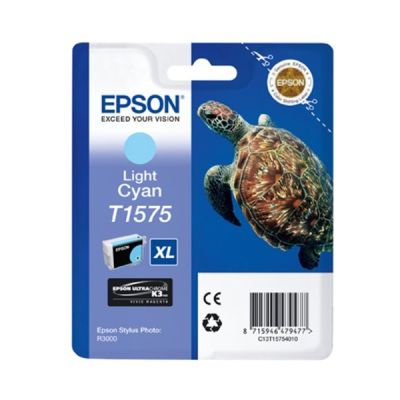 EPSON Pack de 1 Cartouche d'encre T1575 XL Tortue - Cyan clair - Standard