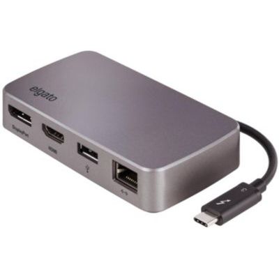image Elgato Thunderbolt 3 Mini Dock - avec câble Thunderbolt intégré, 40 Gbit/s, support de deux écrans 4K, USB 3.1 Gen 1, Gigabit Ethernet