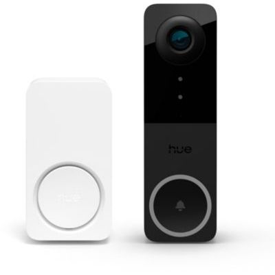 image Philips Hue Secure – Sonnette vidéo Filaire et Carillon connecté — Caméra de Surveillance extérieure résolution 2K avec Audio bidirectionnel et Vue Infrarouge, intégration avec Les Lampes Hue, Noir