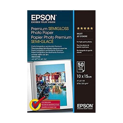 image EPSON Papier photo C13S041765 - 100 mm x 150 mm - 251 g/m² Grammage - Semi-lustre - 50 Feuilles