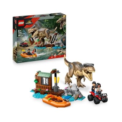 LEGO Jurassic World Le T. Rex et l’évasion sur la rivière 76975 | Jouet pour garçon ou fille dès 5 ans, jouet interactif, bateau, 4x4, 2 minifigurines, dinosaure, idée cadeau, 199 pièces