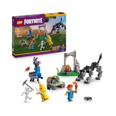 image LEGO Fortnite Le Camp de Banane et Mécano - Jouet de Construction avec Figurines de Loup & Lama de Ravitaillement - 3 Minifigurines & Feu de Camp - Cadeau pour Gamer, Garçon ou Fille dès 7 Ans 77075