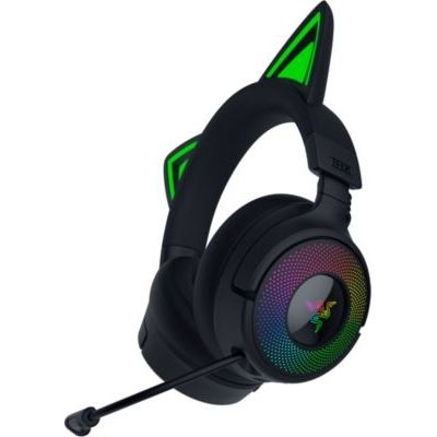 image Razer Kraken Kitty V3 Pro - Casque Gaming sans Fil RGB Kitty - Oreilles de Chat réactives pour Le Streaming - Membrane Triforce 40 mm, Hyperspeed Wireless et Bluetooth, THX Spatial Audio | Noir