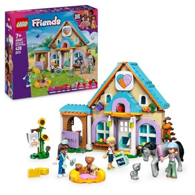 LEGO Friends La Clinique Vétérinaire pour Chevaux et Animaux de Compagnie - Jeu avec Figurines d'animaux : Cheval, Chat & Chiens - Mini-Poupées & Accessoires - Cadeau d'anniversaire Fille 7 Ans 42651