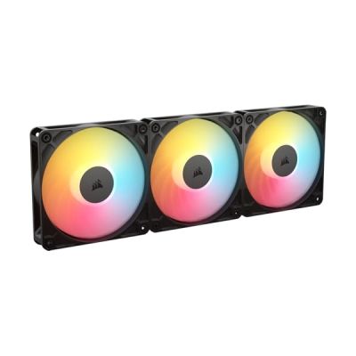 image CORSAIR RS120-R ARGB 120mm PWM +5 ARGB Inversée Ventilateurs – Inversé Rotor, Huit RGB LEDs, Haute Pression Statique, Connecteurs en Série, Roulement à Dôme Magnétique – Pack Triple – Noir