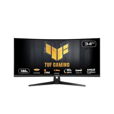 ASUS Moniteur de Jeu TUF Gaming VG34VQ3B - 34 Pouces WQHD (3440x1440), incurvé, 180Hz, ELMB Sync, FreeSync Premium, 1ms MPRT, 90% DCI-P3, DisplayWidget Center image ASUS Moniteur de Jeu TUF Gaming VG34VQ3B - 34 Pouces WQHD (3440x1440), incurvé, 180Hz, ELMB Sync, FreeSync Premium, 1ms MPRT, 90% DCI-P3, DisplayWidget Center