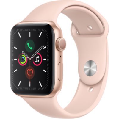 image Apple Watch Series 5 (GPS, 44 mm) Boîtier en Aluminium Or - Bracelet Sport Rose des Sables