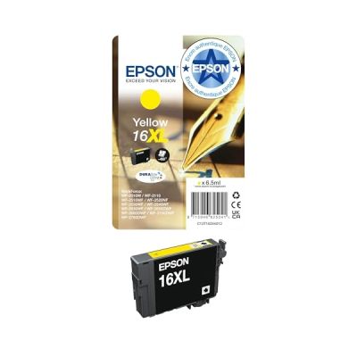 image Epson 16XL Stylo Plume Jaune, Cartouche d'encre d'origine XL Haute capacité, WF-2010W WF-2510WF WF-2520NF WF-2530WF WF-2540WF WF-2630WF WF-2650DWF WF-2750DWF WF-2660DWF WF-2760DWF