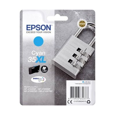 image Epson 35XL Cadenas Cyan, Cartouche d'encre d'origine XL Haute capacité, WF-4720DWF, WF-4725DWF, WF-4730DTWF, WF-4740DTWF