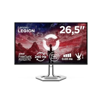 Lenovo Legion Pro 27UD-10 - Écran Gaming de 26.5" avec Eyesafe (UHD, QD-OLED, 240Hz, 0.03ms GtG, 2xHDMI+DP+ USB Type-C, AMD FreeSync Premium Pro) - Réglage en Inclinaison - Noir-Blanc