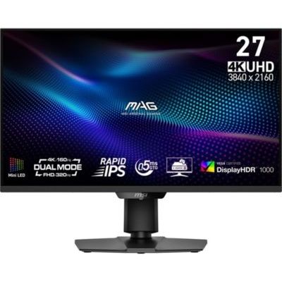 image MSI MAG 274UPDF E16M Écran Gaming 27" 4K UHD - Dalle Rapid IPS 3840 x 2160, 0,5 ms, DisplayHDR 1000 Mini-LED, Dual-Mode, HDMI 2.1a, USB C (PD 15W), réglable en Hauteur/Inclinaison, Noir