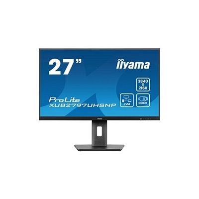 image Ecran iiyama Prolite XUB2797UHNP-B1, IPS, 3840x2160, 4ms, 350cd, HDMI/DP/USB-C, 4xUSB HUB (3x3.2, 1xC), USB-C Dock, Haut-parleurs,réglable en Hauteur, Commutateur KVM, Garantie 5 Ans sur site