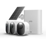 image produit Arlo Ultra 3 Caméra de Surveillance WiFi Extérieure sans Fil 4K UHD, Détection IA, Vision Nocturne Couleur, Audio bidirectionnel, Compatible avec Alexa, Essai Arlo Secure Inclus, 3 Caméras + Smarthub