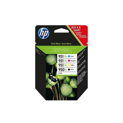 image HP 950XL/951XL pack de 4 cartouches d'encre noire/cyan/magenta/jaune grande capacité authentiques pour HP OfficeJet Pro 251dw/276dw/8100/8600 (C2P43AE)