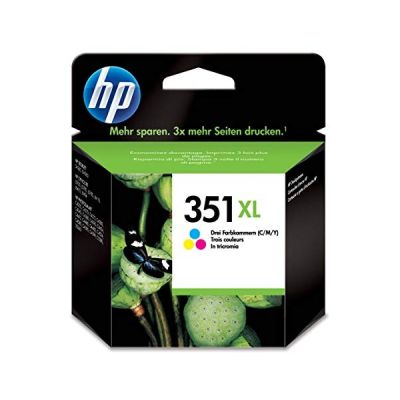 image HP 351XL CB338EE haut rendement, cartouche d'encre Authentique, imprimantes HP DeskJet, HP OfficeJet et HP Photosmart, trois couleurs (Cyan, Magenta, Jaune)